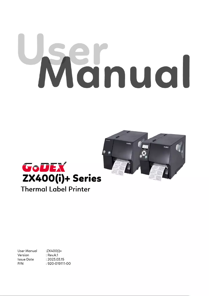 Page 1 de la notice Manuel utilisateur Godex ZX430+