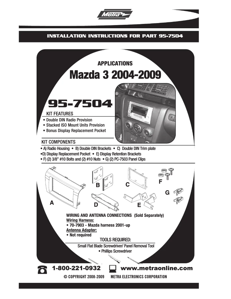 Page n°1 - Manuel utilisateur Metra 95-7504