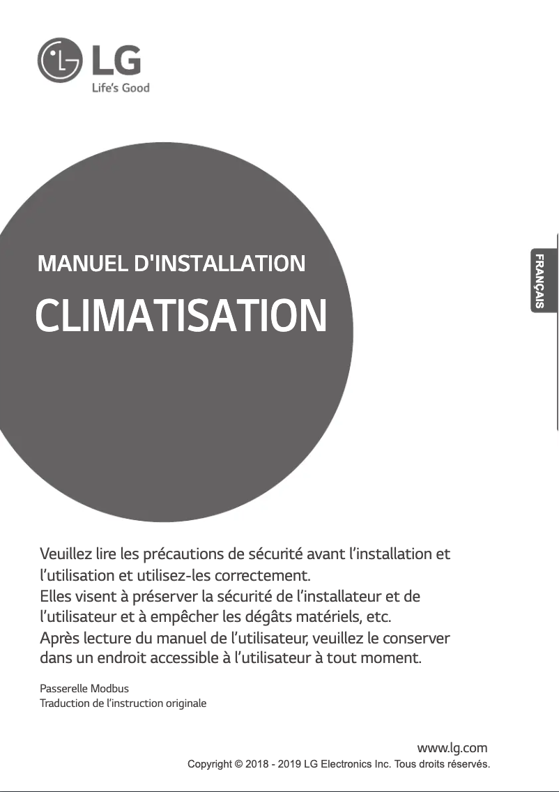Page 1 de la notice Manuel utilisateur LG PMBUSB00A