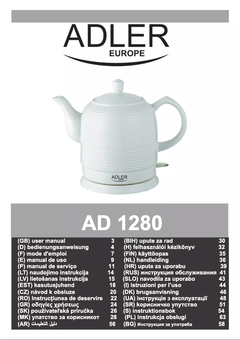 Page n°1 - Manuel utilisateur Adler AD 1280