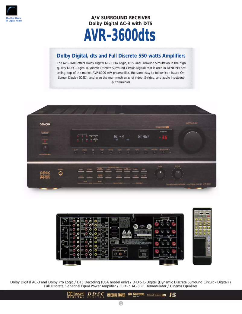Page n°1 - Manuel utilisateur Denon AVR-3600DTS