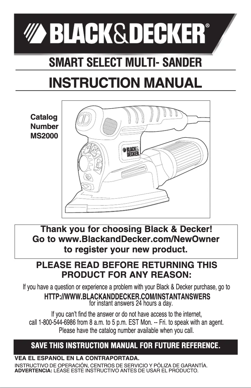 Page 1 de la notice Manuel utilisateur Black & Decker MS2000