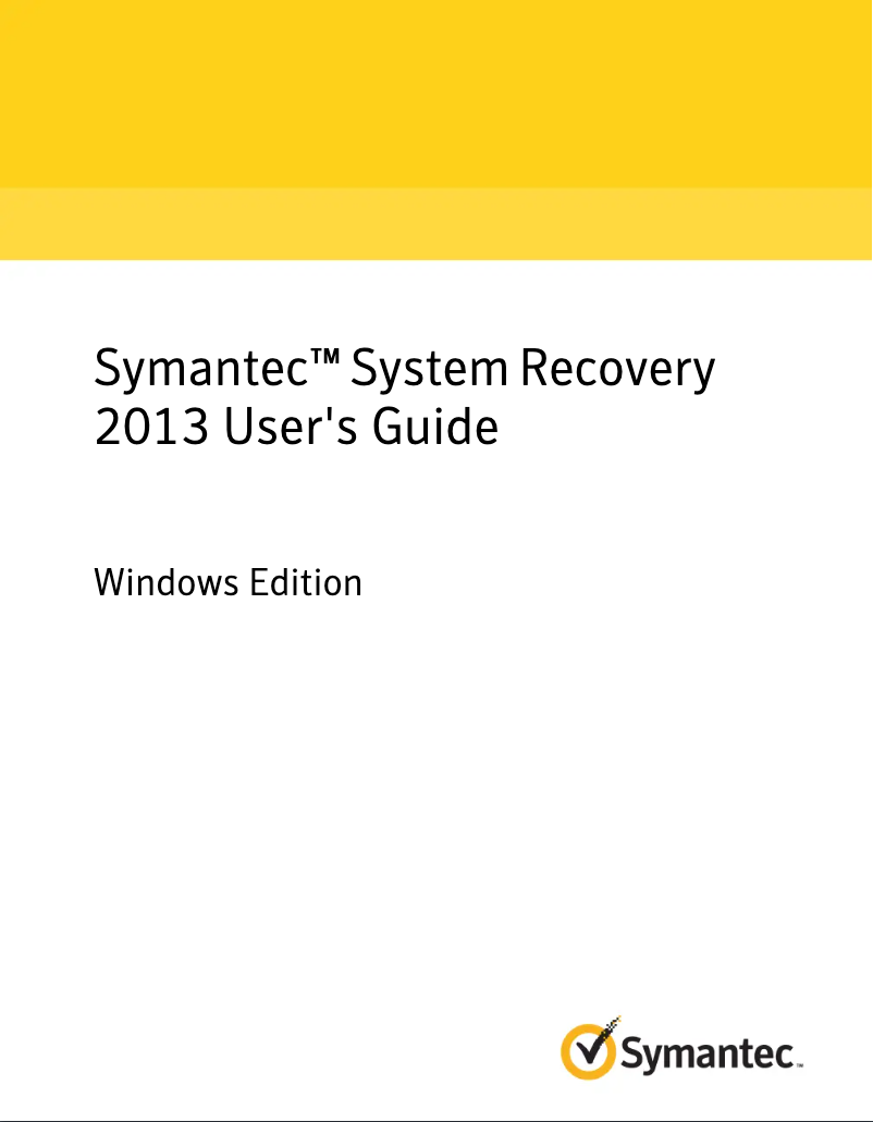 Page n°1 - Manuel utilisateur Symantec System Recovery 2013