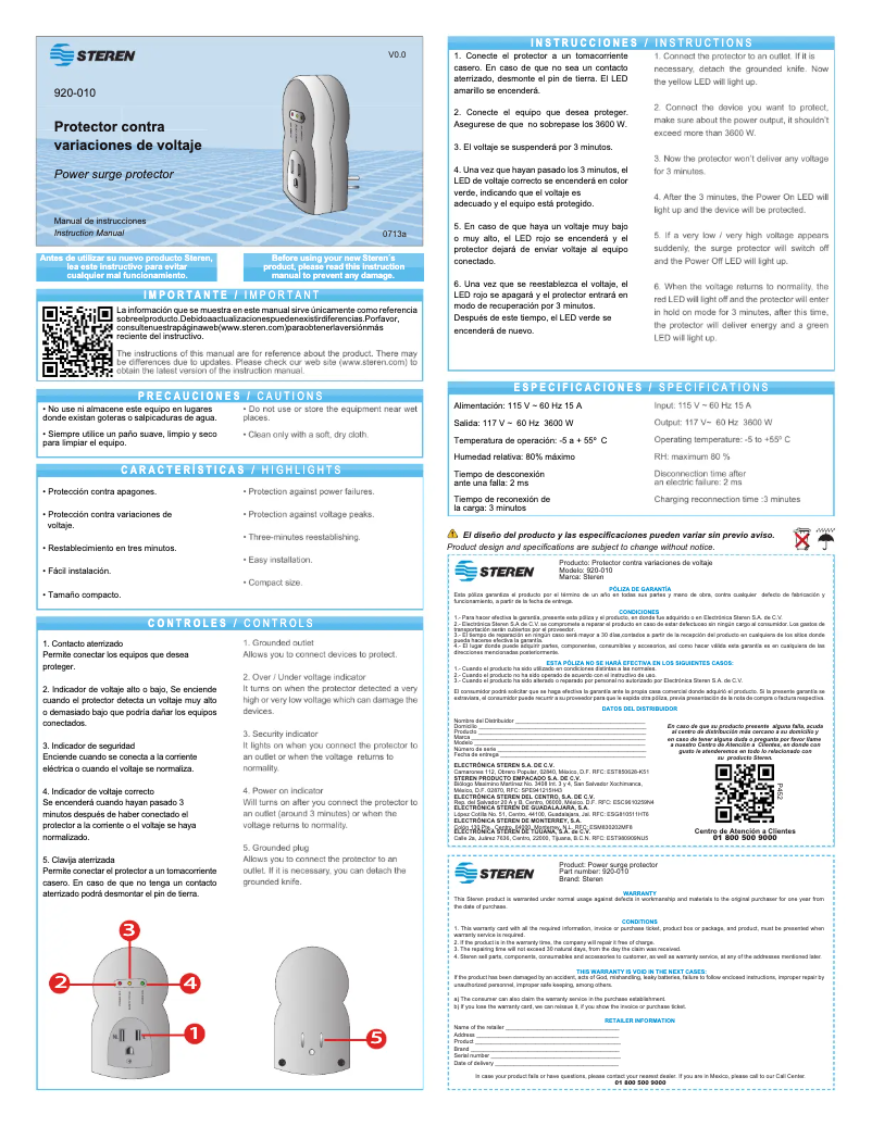 Página 1 del manual Manual de usuario Steren 920-010