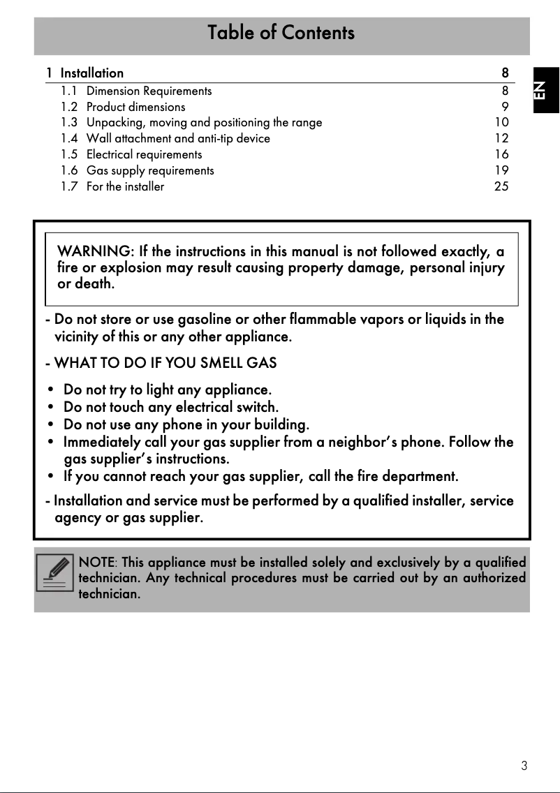 Page n°1 - Guide d'installation Smeg CPF36U