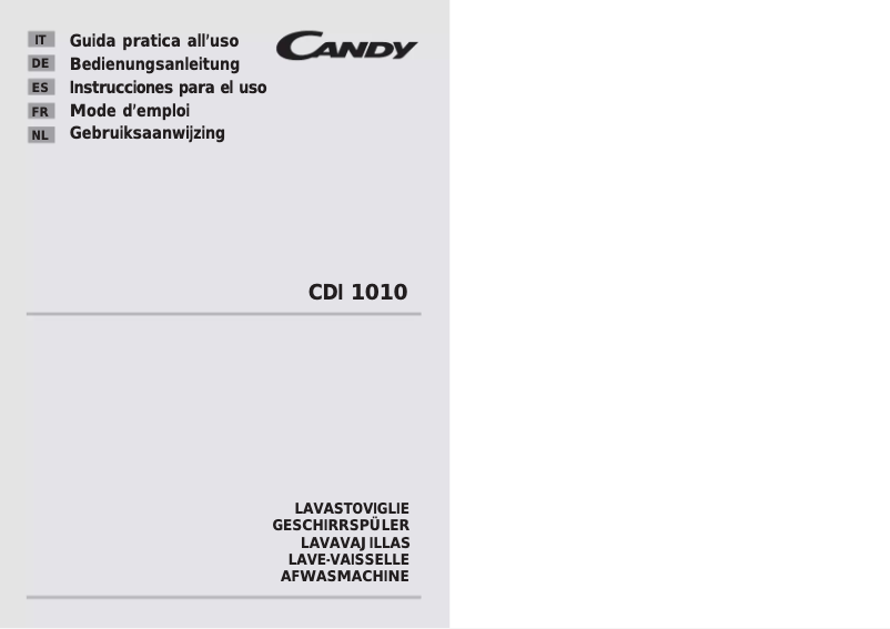 Page n°1 - Manuel utilisateur Candy CDI 1010