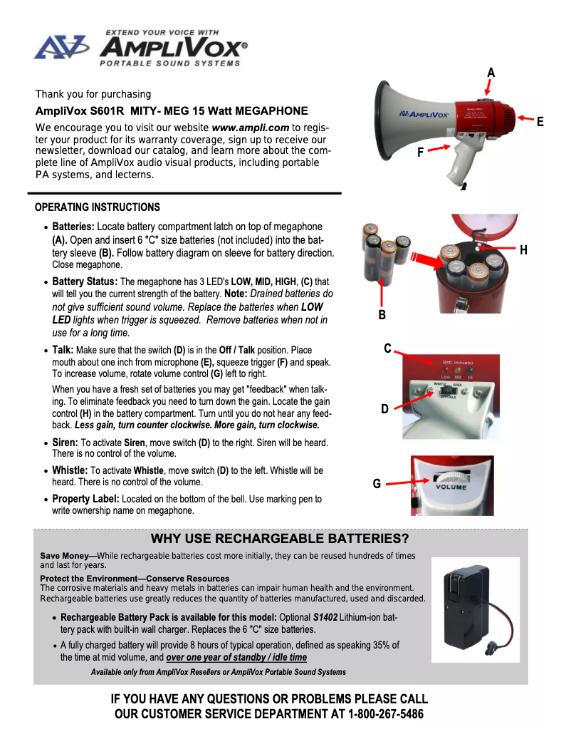 Page 1 de la notice Manuel utilisateur AmpliVox S601R