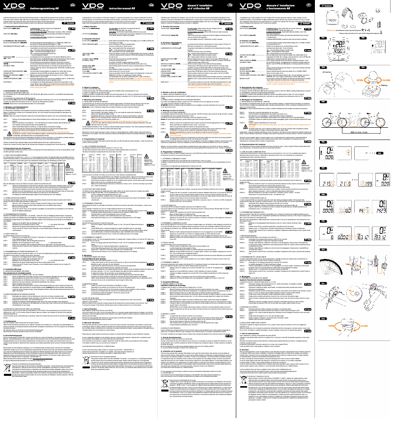 Page n°1 - Manuel utilisateur VDO A8