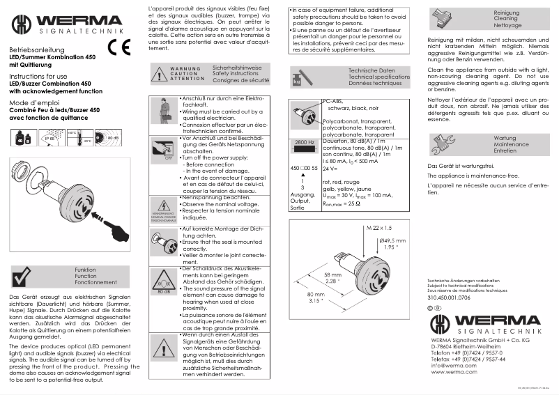 Image de la première page du manuel de l'appareil 450.100.55