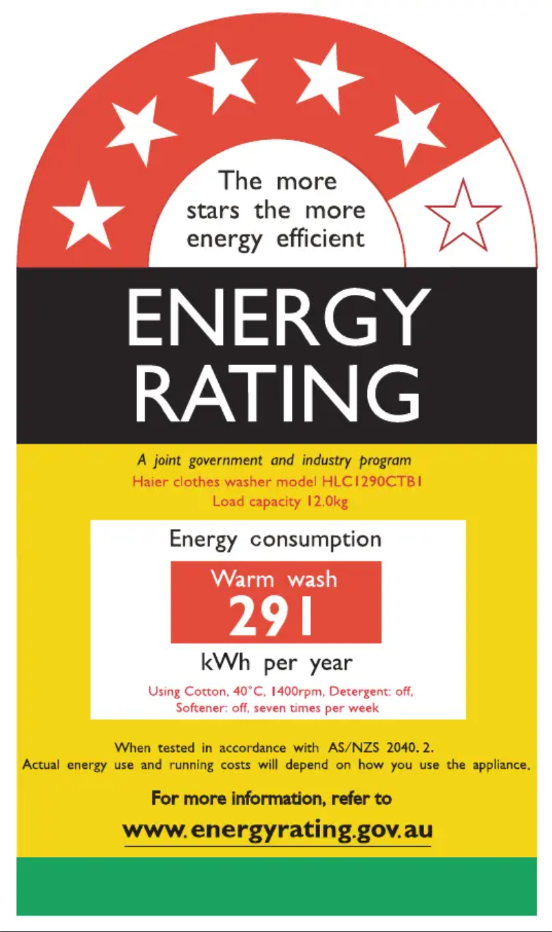 Page 1 de la notice Label énergétique Haier HLC1290CTB1