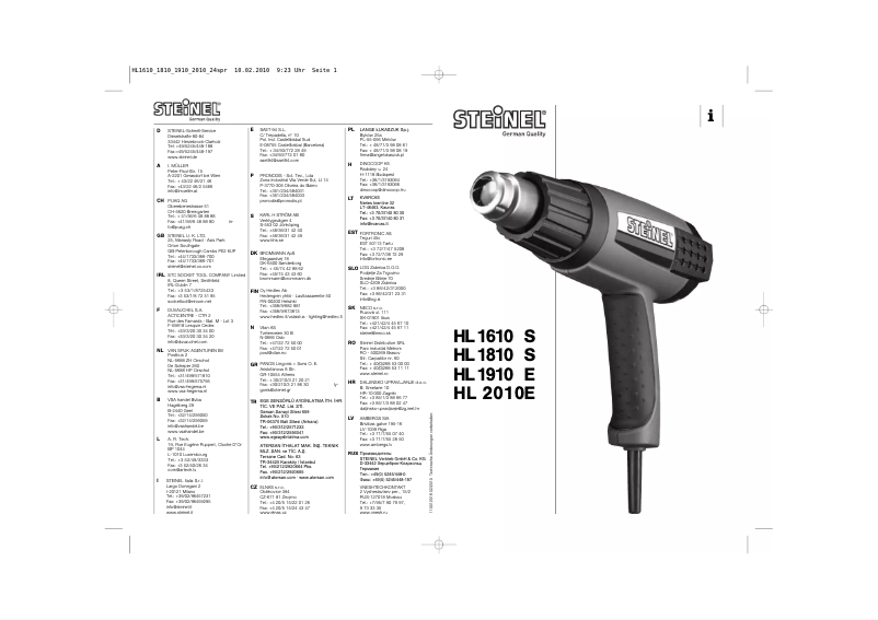 Page n°1 - Manuel utilisateur Steinel HL 1810 S