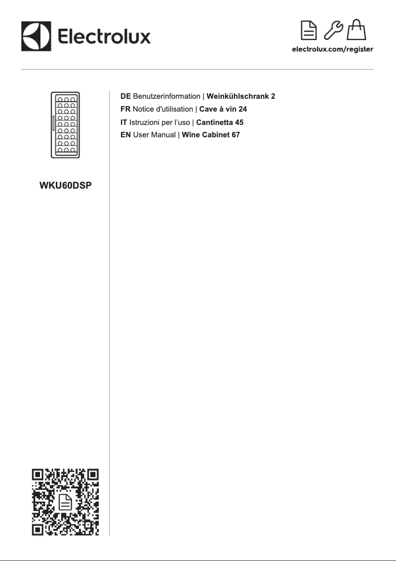 Page 1 de la notice Manuel utilisateur Electrolux WKU60DSP