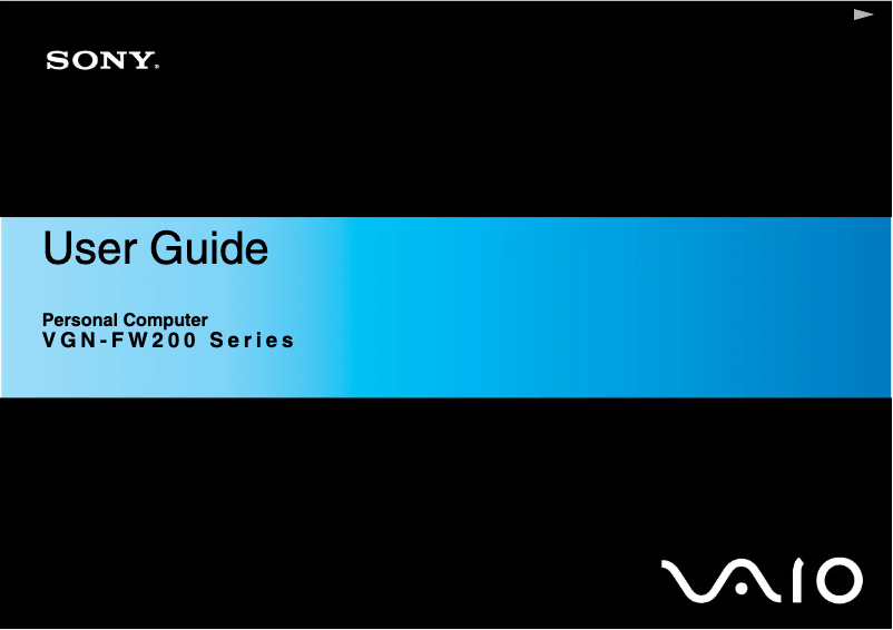 Page n°1 - Manuel utilisateur Sony Vaio VGN-FW190E