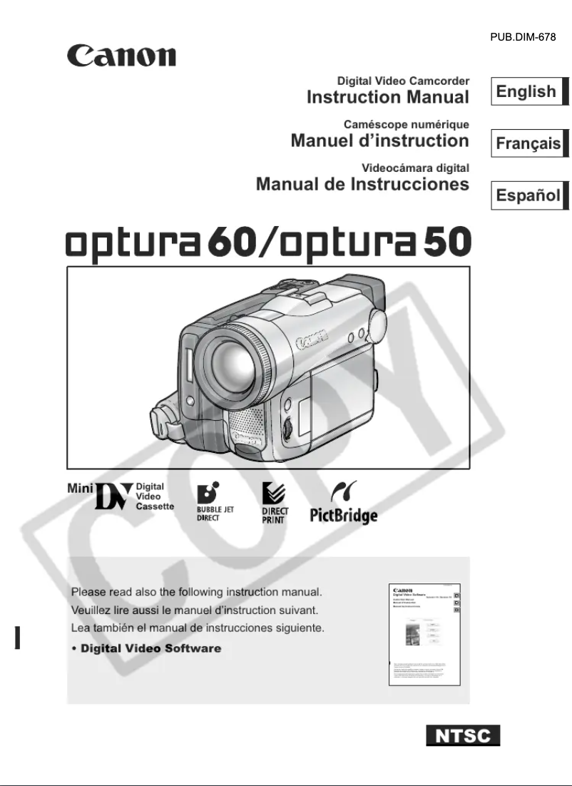 Image de la première page du manuel de l'appareil Optura 50