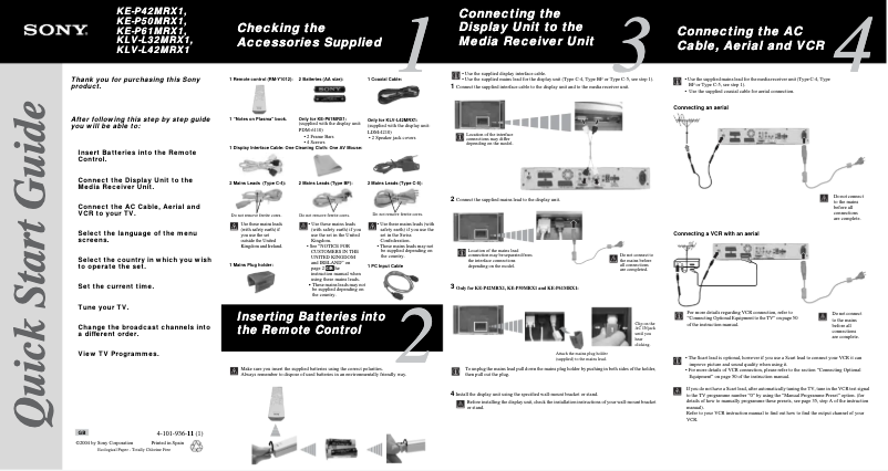 Image de la première page du manuel de l'appareil KE-P42MRX1