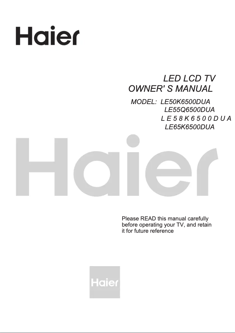 Page 1 de la notice Manuel utilisateur Haier LE65K6500DUA