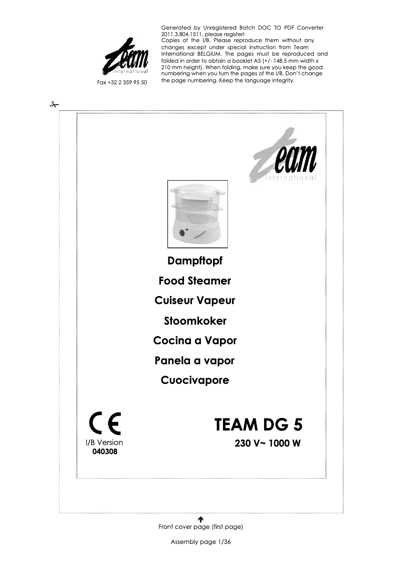 Imagen de la primera página del manual del dispositivo DG 5