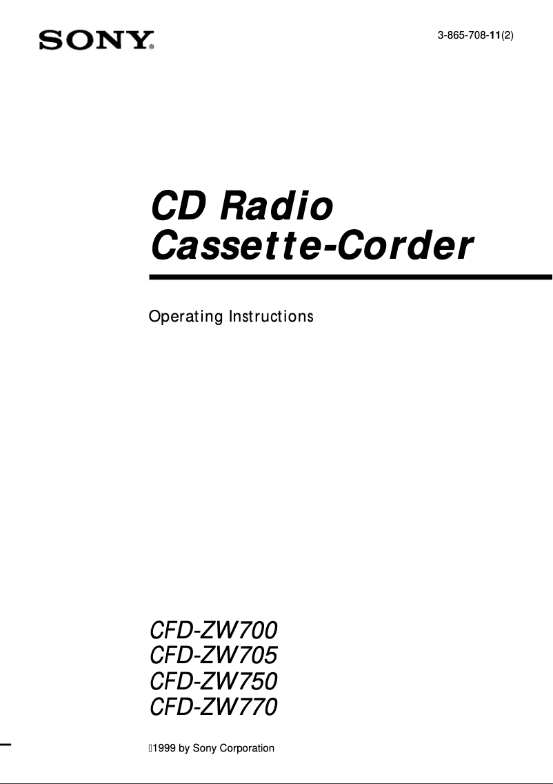 Page n°1 - Manuel utilisateur Sony CFD-ZW700