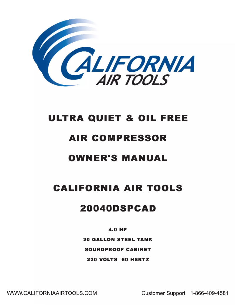 Page n°1 - Manuel utilisateur California Air Tools 20040DSPCAD