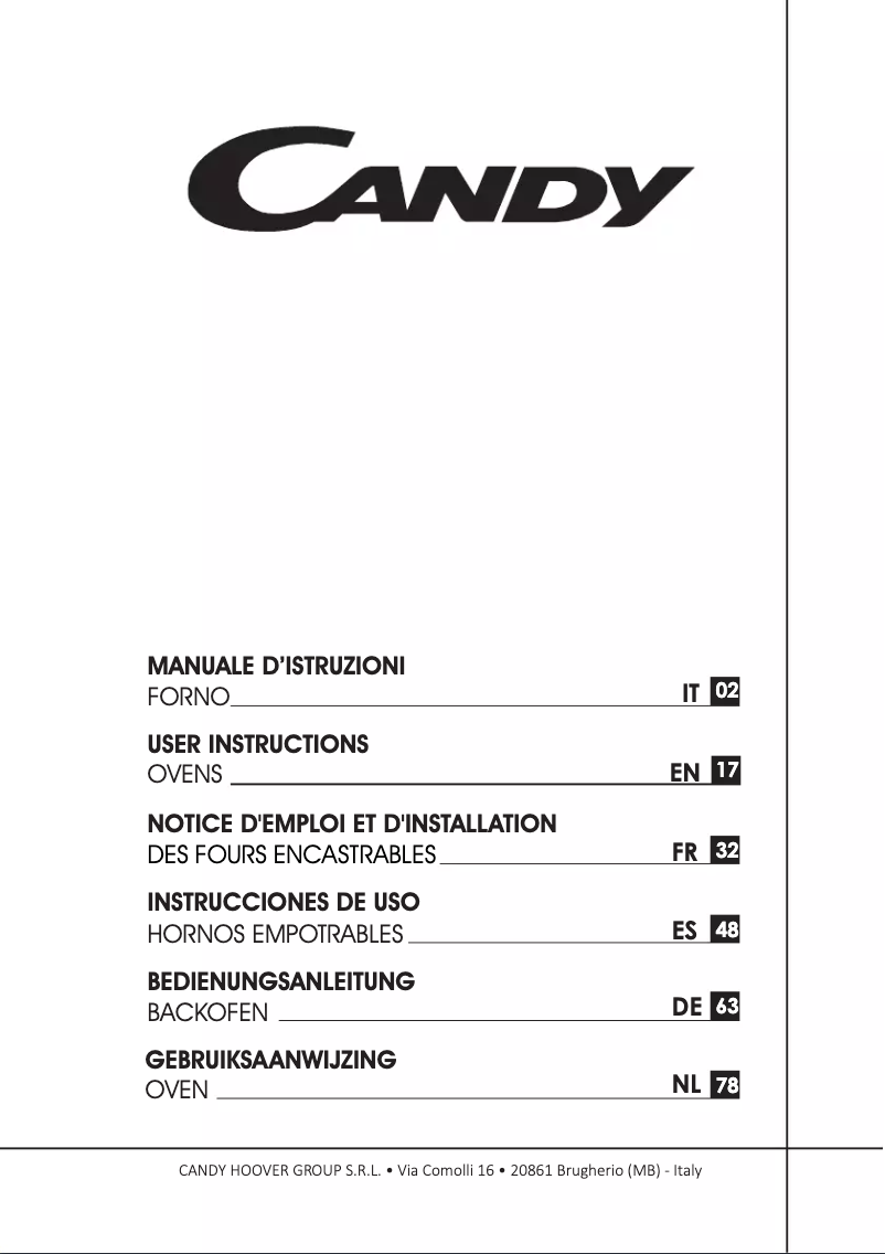 Page 1 de la notice Manuel utilisateur Candy FCSK63X/E