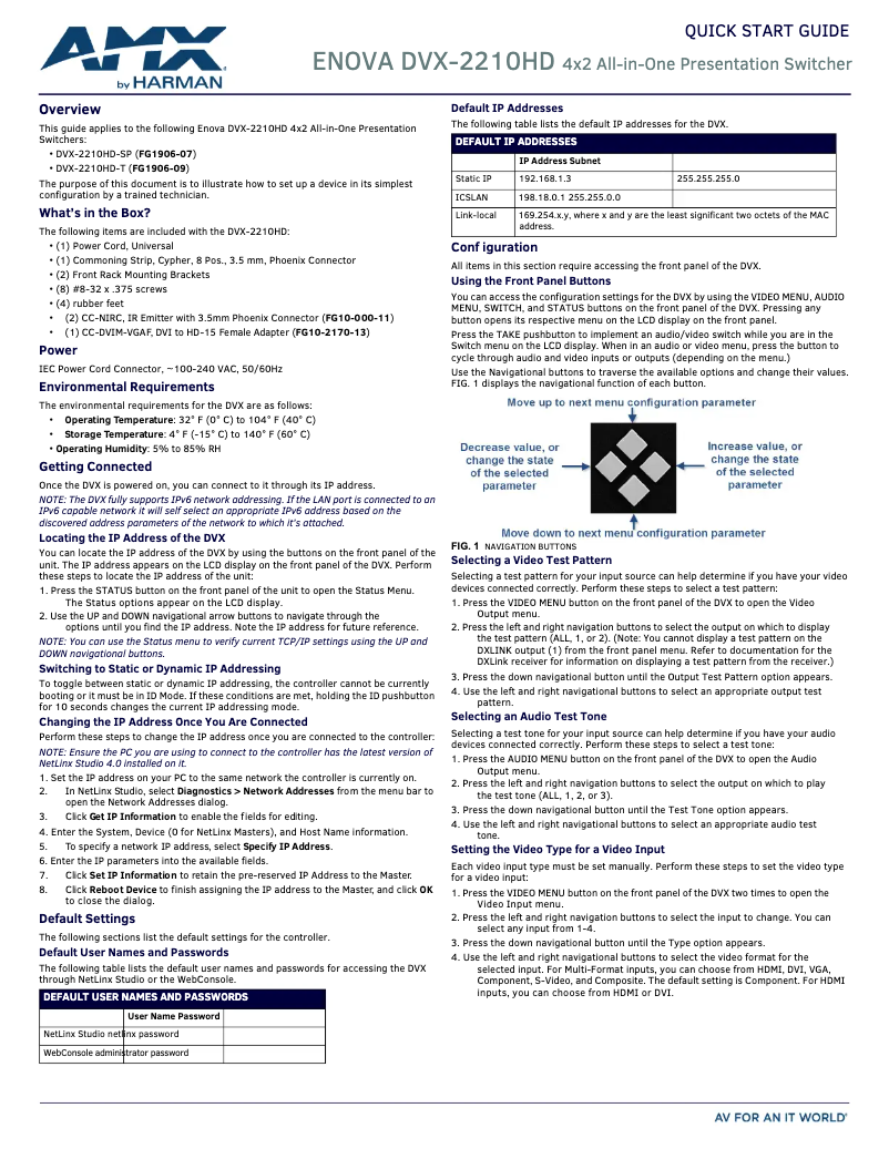 Image de la première page du manuel de l'appareil Enova DVX-2210HD