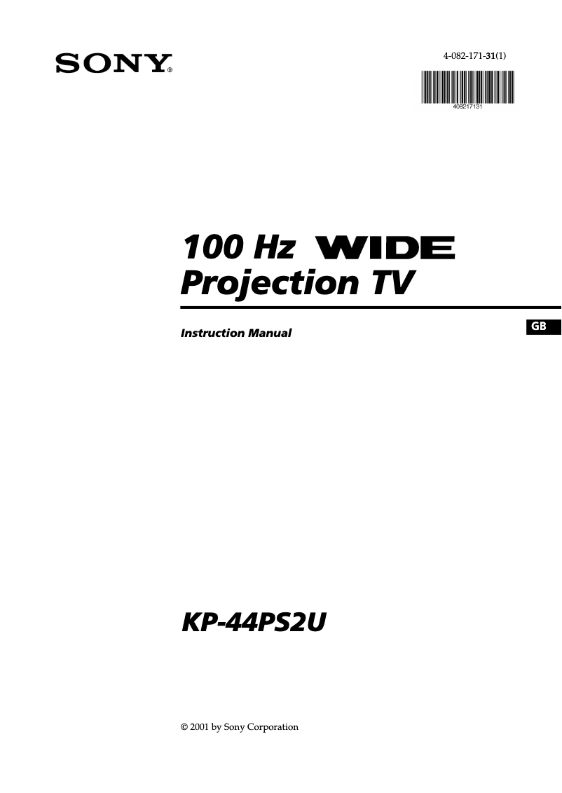 Page 1 de la notice Manuel utilisateur Sony KP-44PS2U