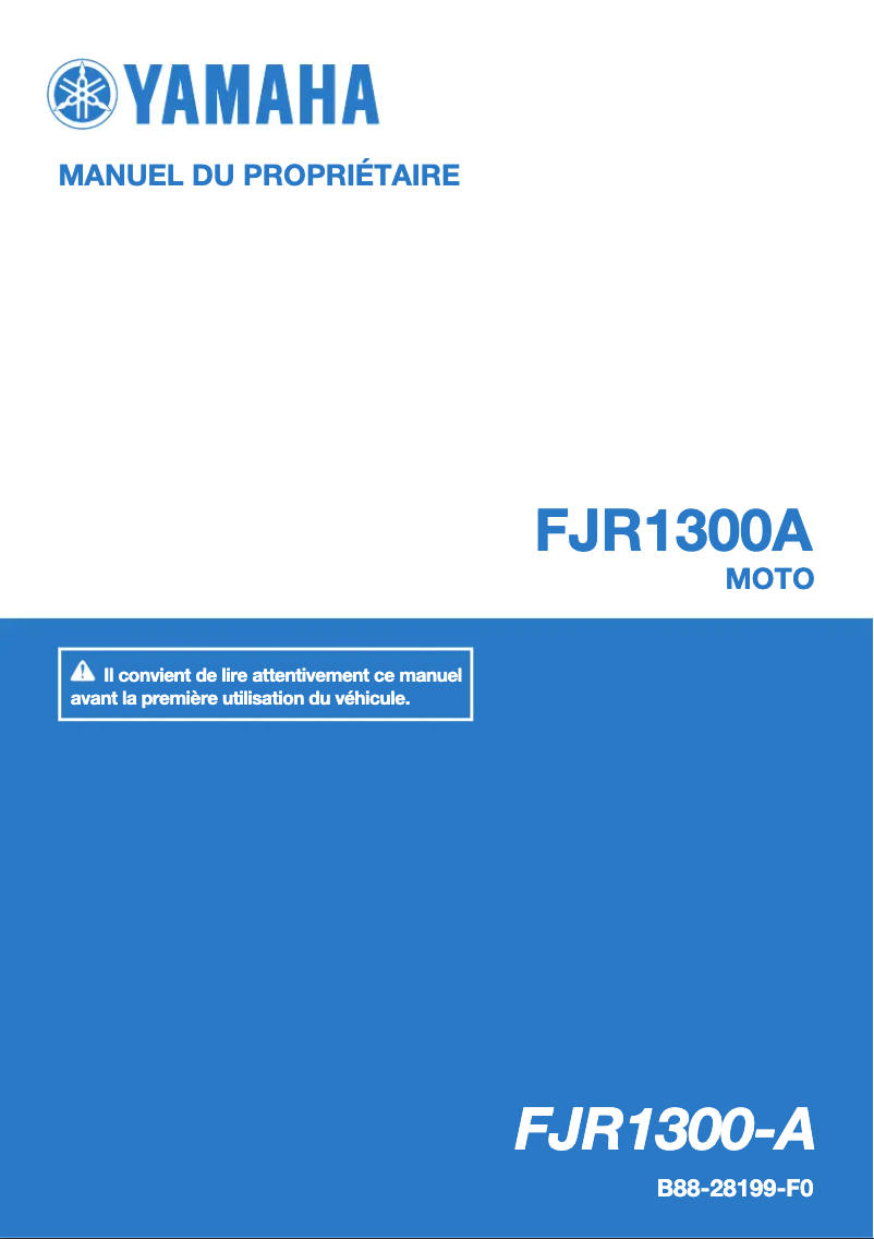 Image de la première page du manuel de l'appareil FJR1300A (2016)