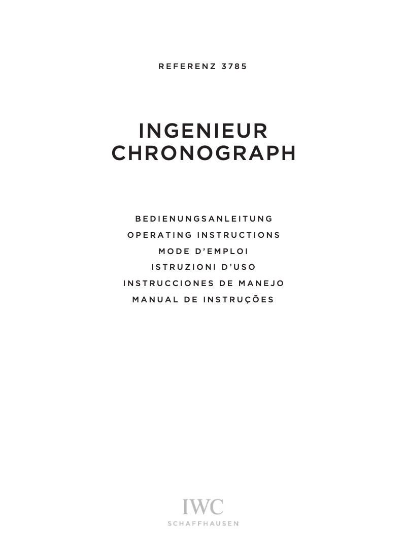 Page n°1 - Manuel utilisateur IWC Ingenieur Chronograph Racer 3785