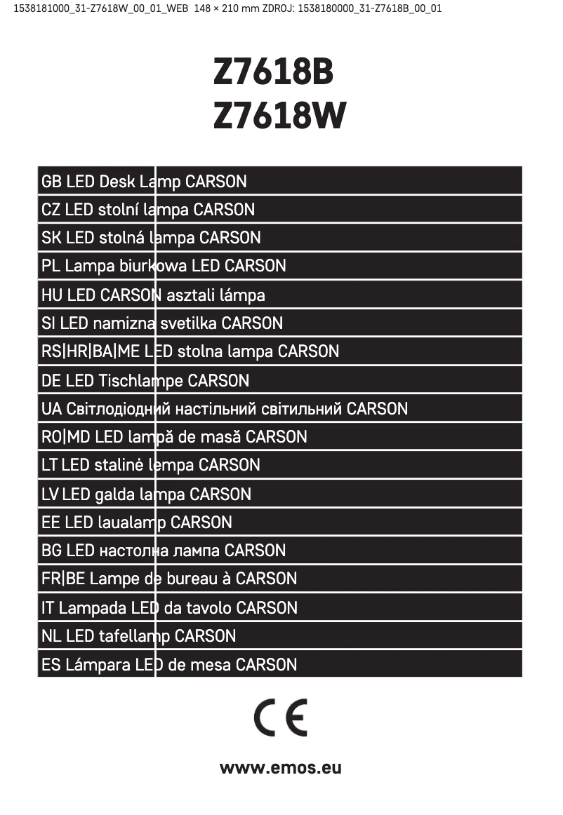 Page 1 de la notice Manuel utilisateur Emos Z7618W