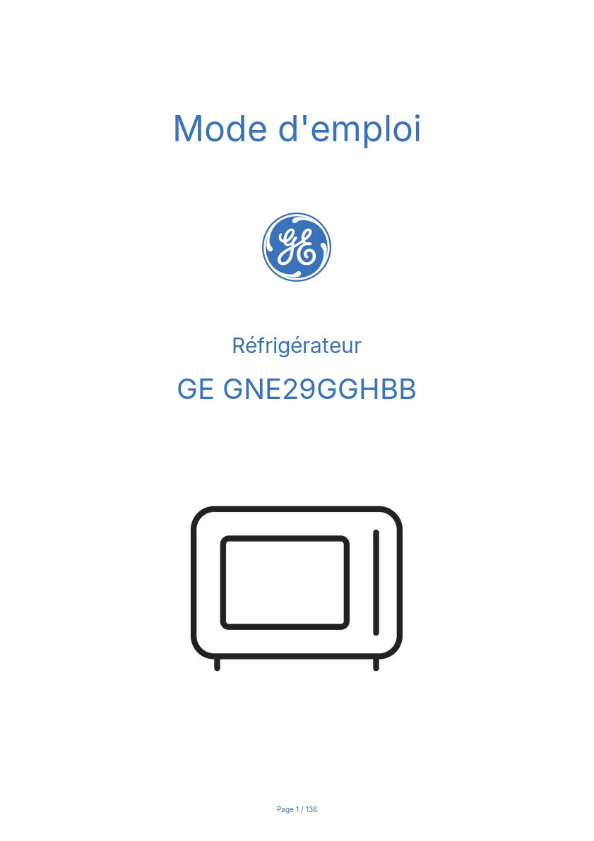 Image de la première page du manuel de l'appareil GNE29GGHBB