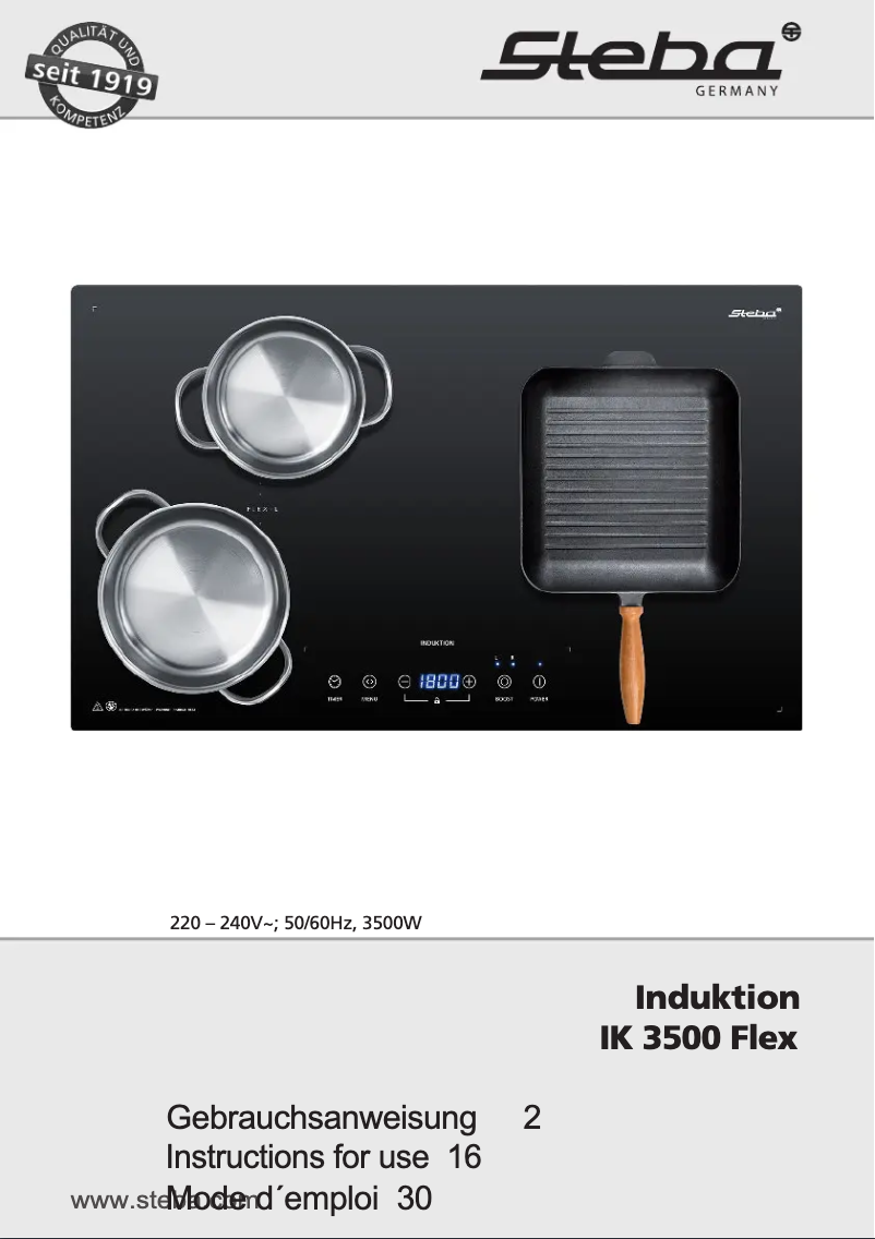 Page 1 de la notice Manuel utilisateur Steba IK 3500 Flex