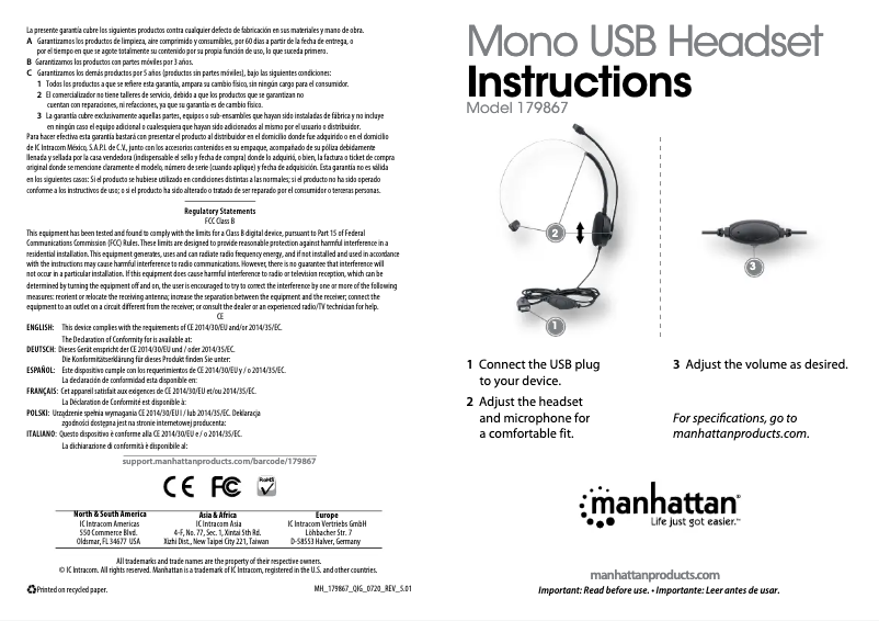 Page n°1 - Manuel utilisateur Manhattan 179867