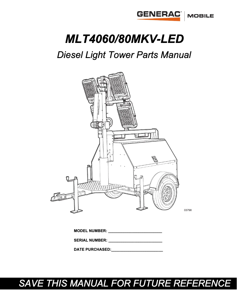 Page 1 de la notice Manuel utilisateur Generac MLT4080KV