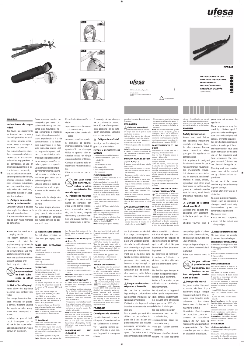Page n°1 - Manuel utilisateur Ufesa PP5145