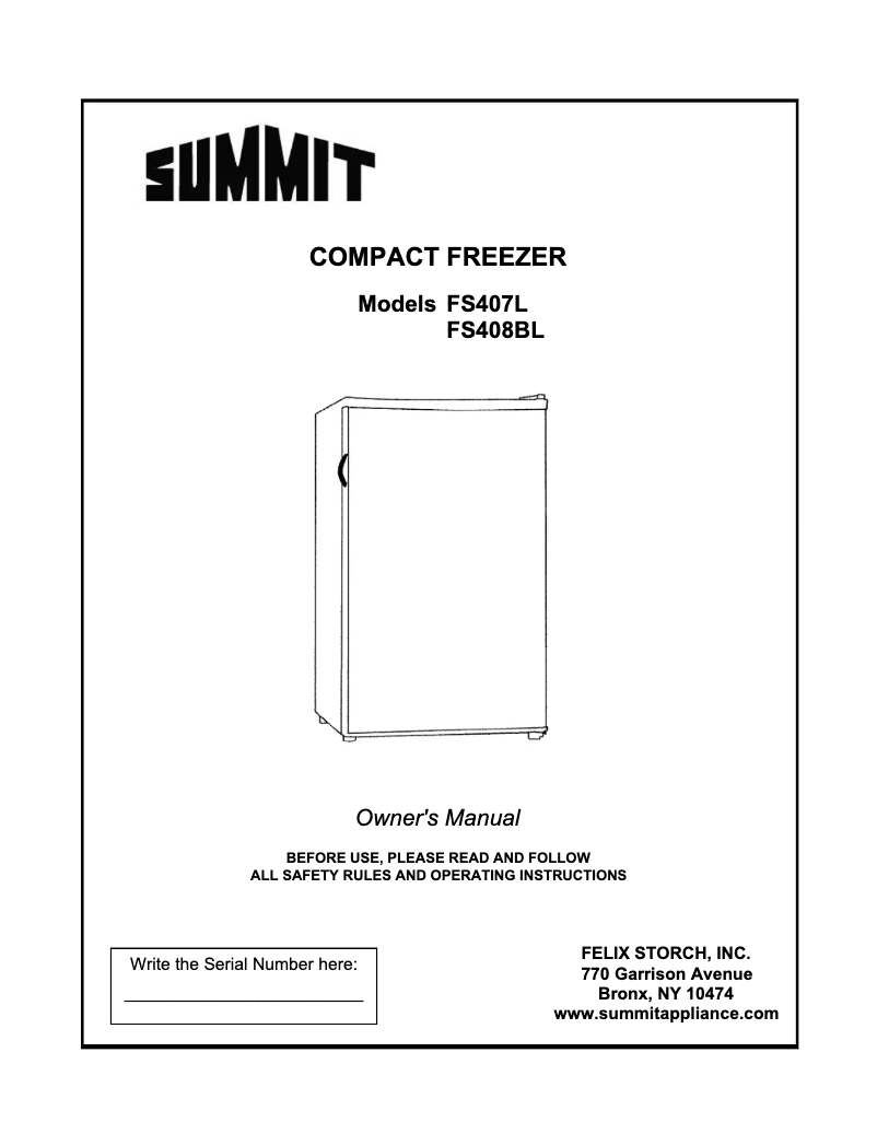 Page 1 de la notice Manuel utilisateur Summit FS407L