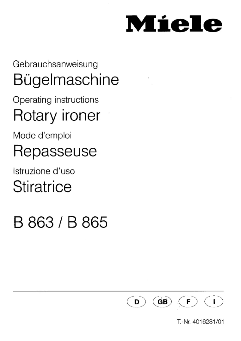 Page 1 de la notice Manuel utilisateur Miele B863