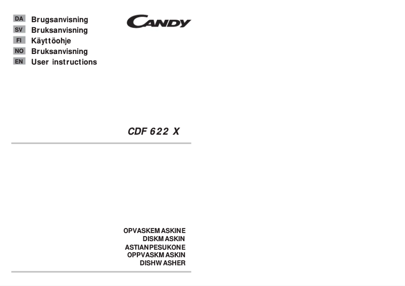 Page 1 de la notice Manuel utilisateur Candy CDF 622