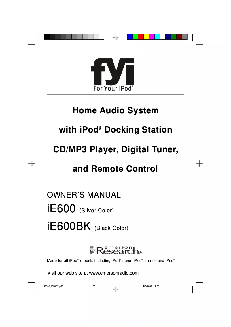 Page n°1 - Manuel utilisateur Emerson iE600