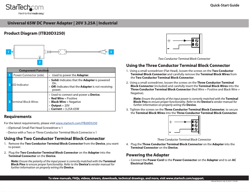 Page 1 de la notice Manuel utilisateur StarTech.com ITB20D3250