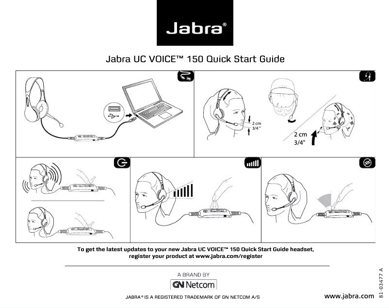 Page 1 de la notice Manuel utilisateur Jabra Uc voice 150