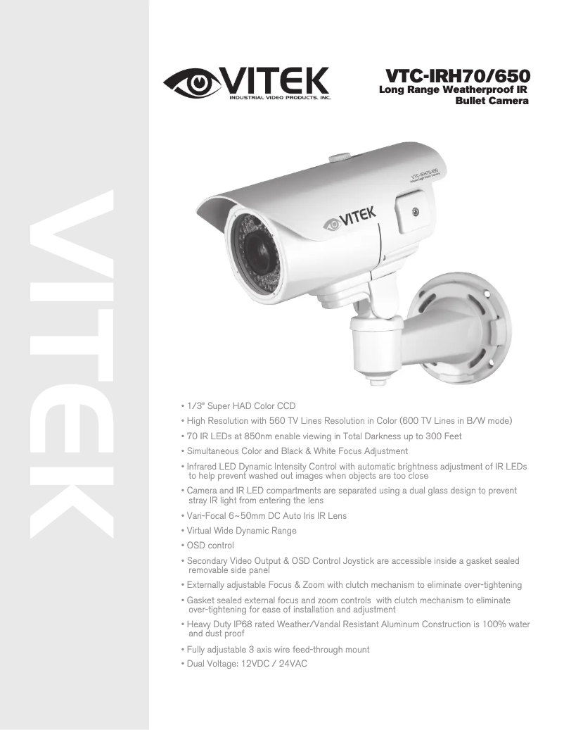 Imagen de la primera página del manual del dispositivo VTC-IRH70/650