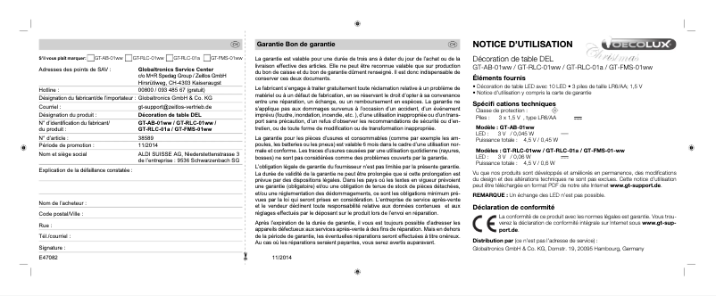Image de la première page du manuel de l'appareil GT-FMS-01ww
