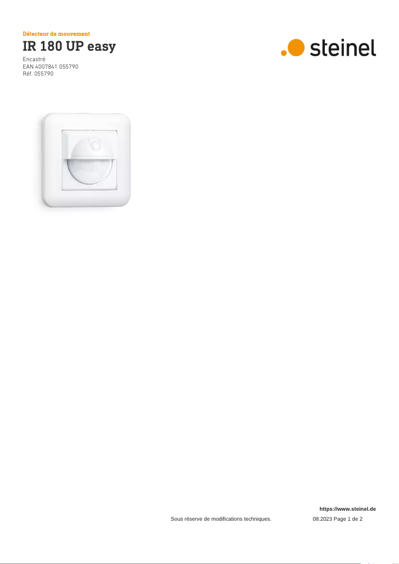 Page n°1 - Schéma de câblage Steinel IR 180 UP Easy