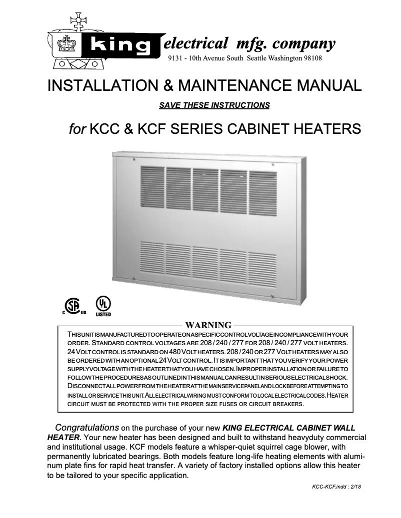 Image de la première page du manuel de l'appareil KCC2-2020-1-S-TP