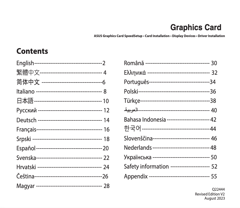 Page 1 de la notice Guide de démarrage rapide Asus DUAL-GTX1650-4GD6-MINI
