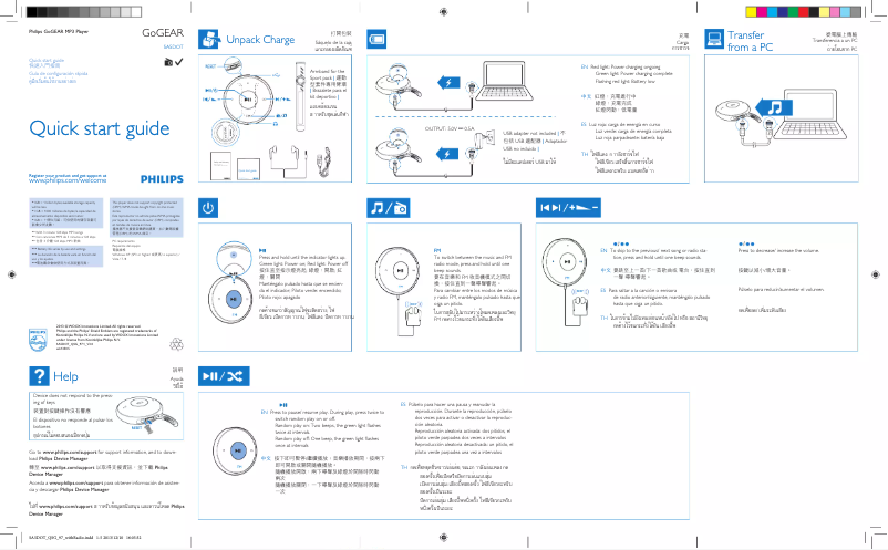 Page 1 de la notice Guide de démarrage rapide Philips SA5DOT02WF