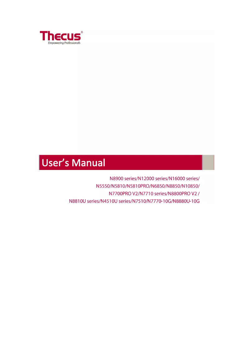 Page n°1 - Manuel utilisateur Thecus N12000PRO