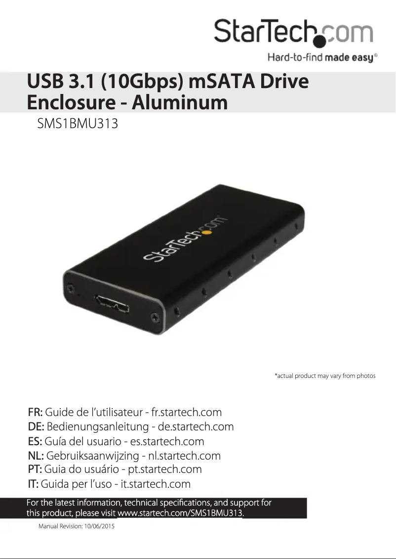 Page 1 de la notice Manuel utilisateur StarTech.com SMS1BMU313