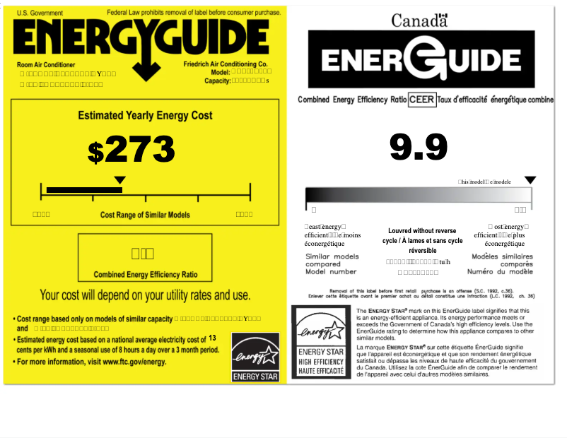 Page 1 de la notice Label énergétique Friedrich KCL28A30A