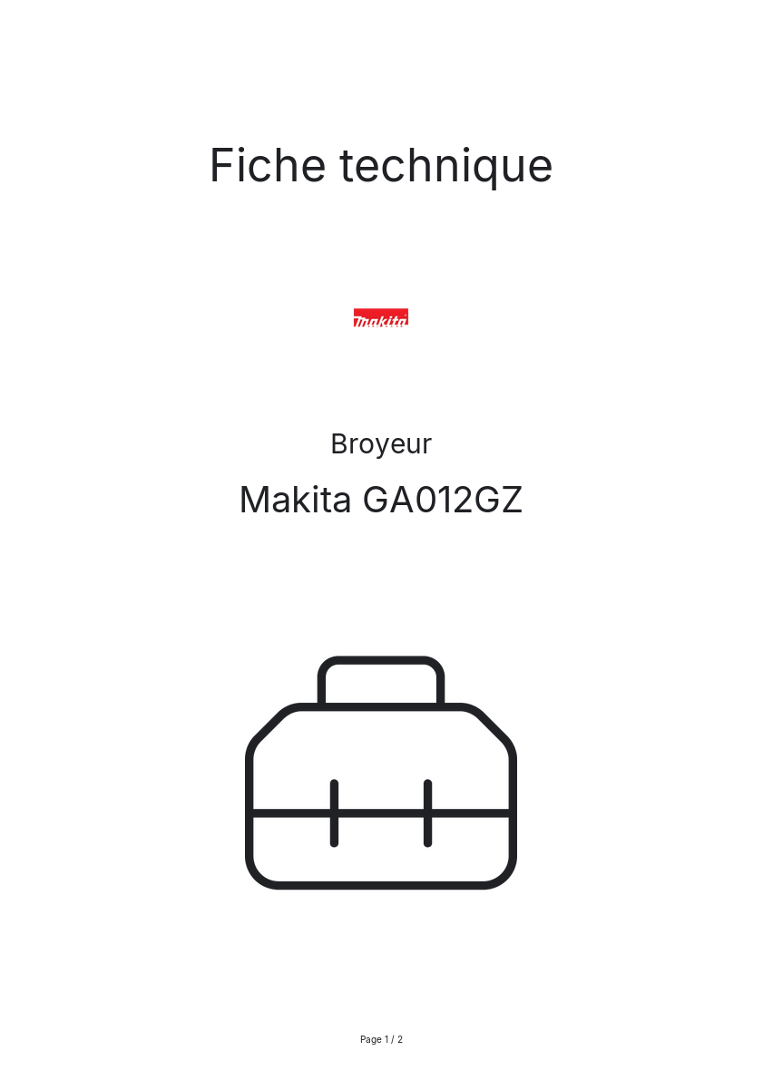 Image de la première page du manuel de l'appareil GA012GZ